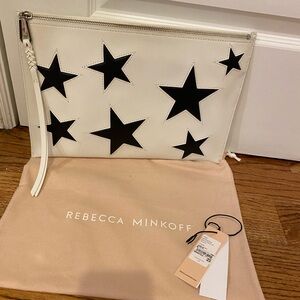 Rebecca Minkoff White Leather Multi Star Large Clutch Worn 1x $149 Value